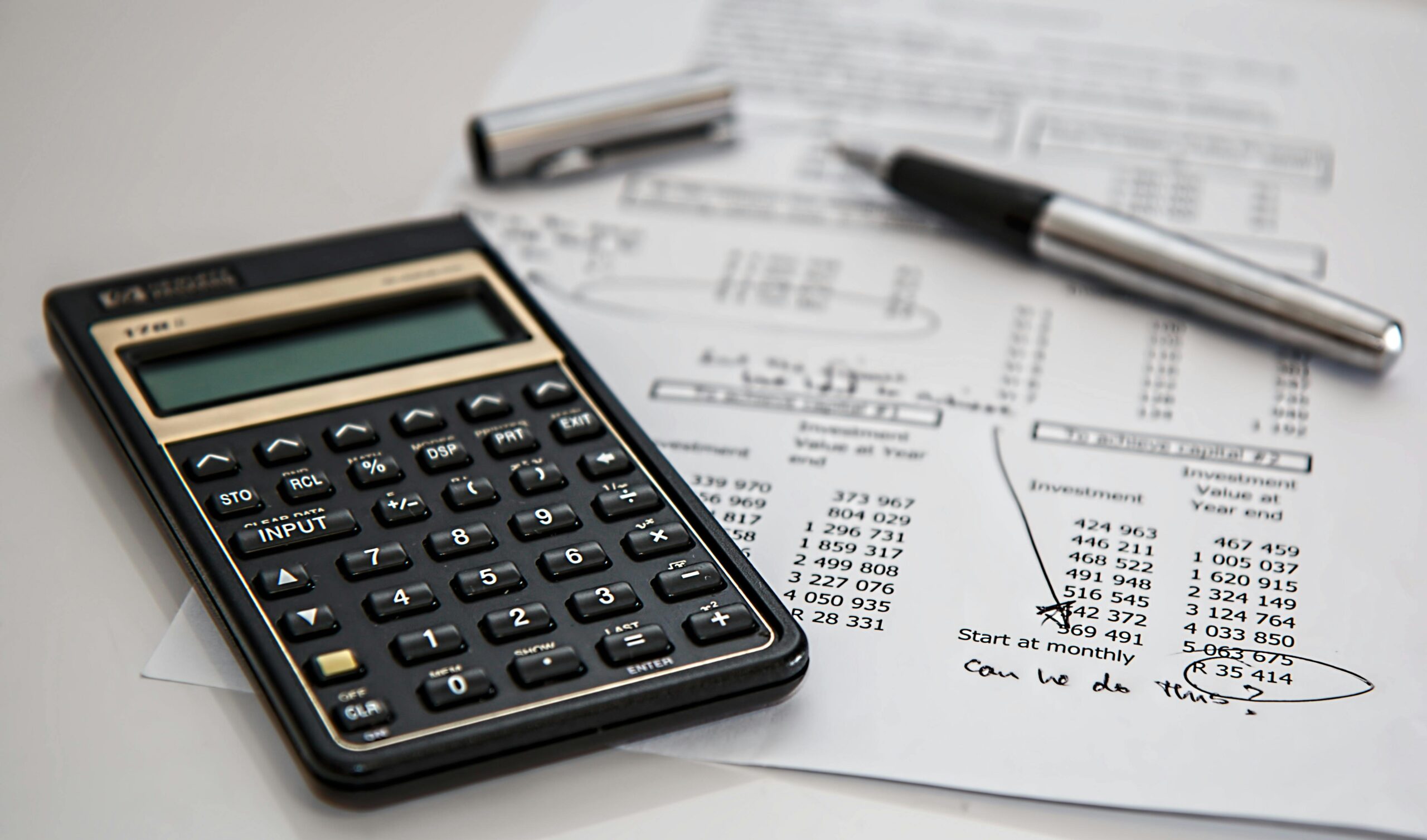 A calculator and tax forms